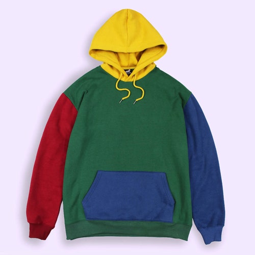 red blue yellow and green hoodie