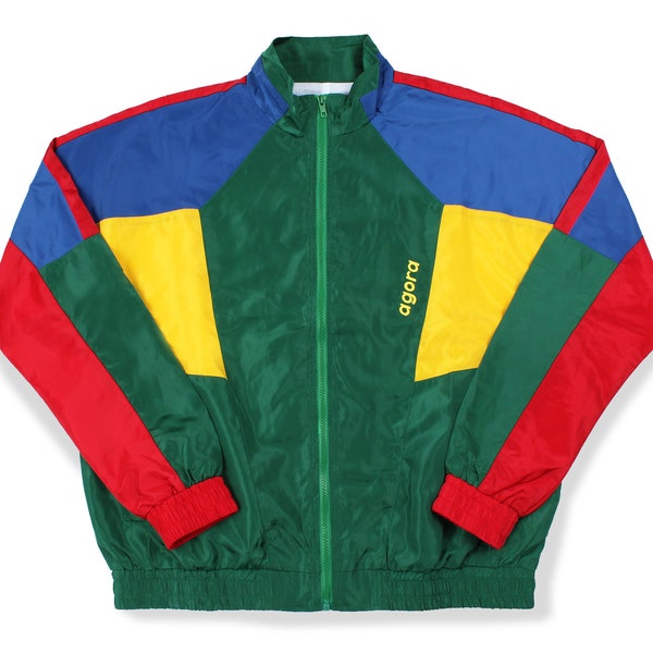 Color Block Windbreaker Jacke Retro 80er 90er Jahre Neon