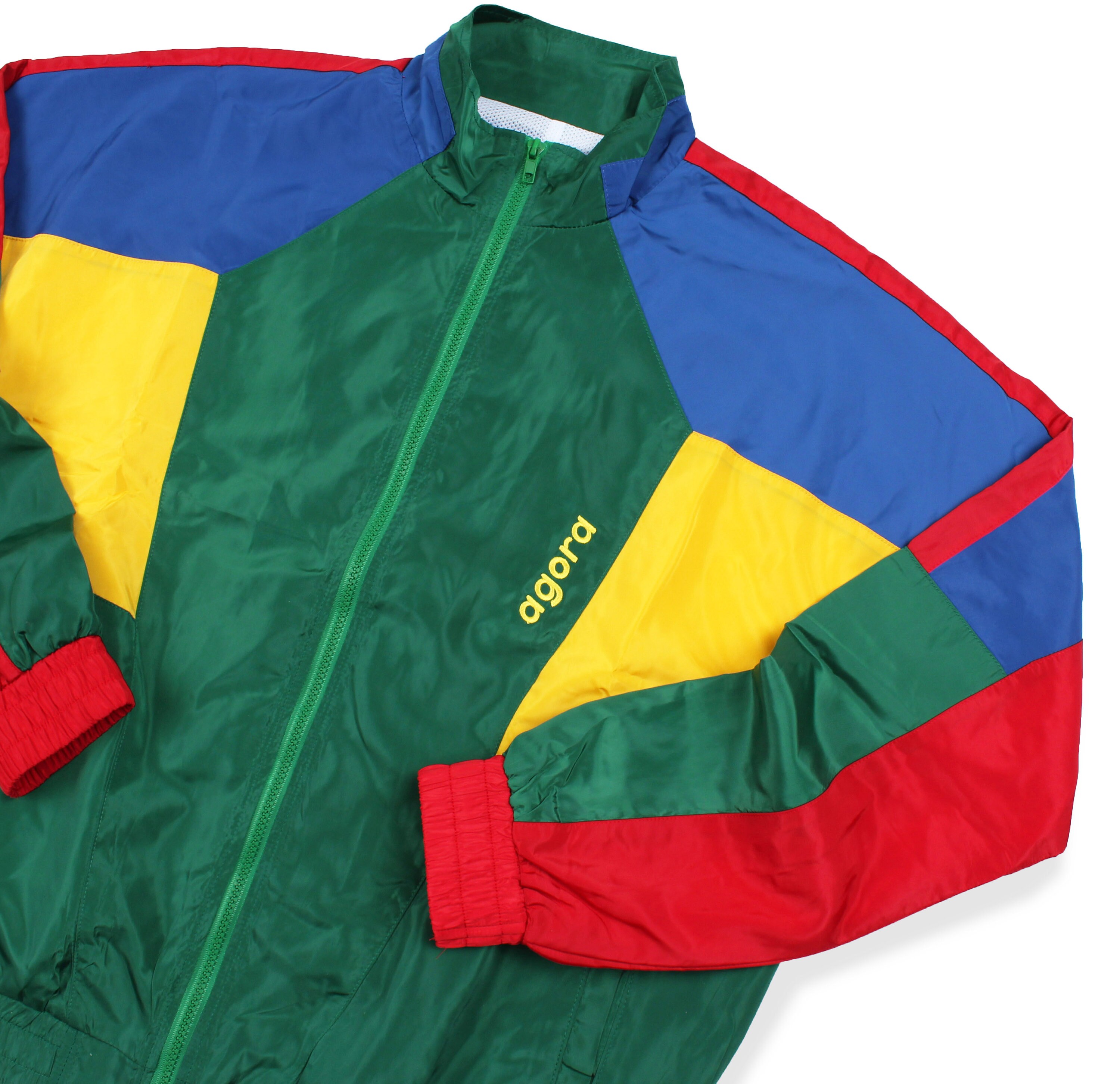 90s color top block neon windbreaker