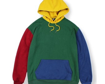 Color Block Hoodie Retro 80s 90s Etsy