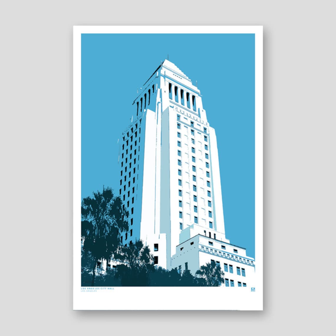 Los Angeles, LA City Hall, Architectural Print, Art Print, Poster ...