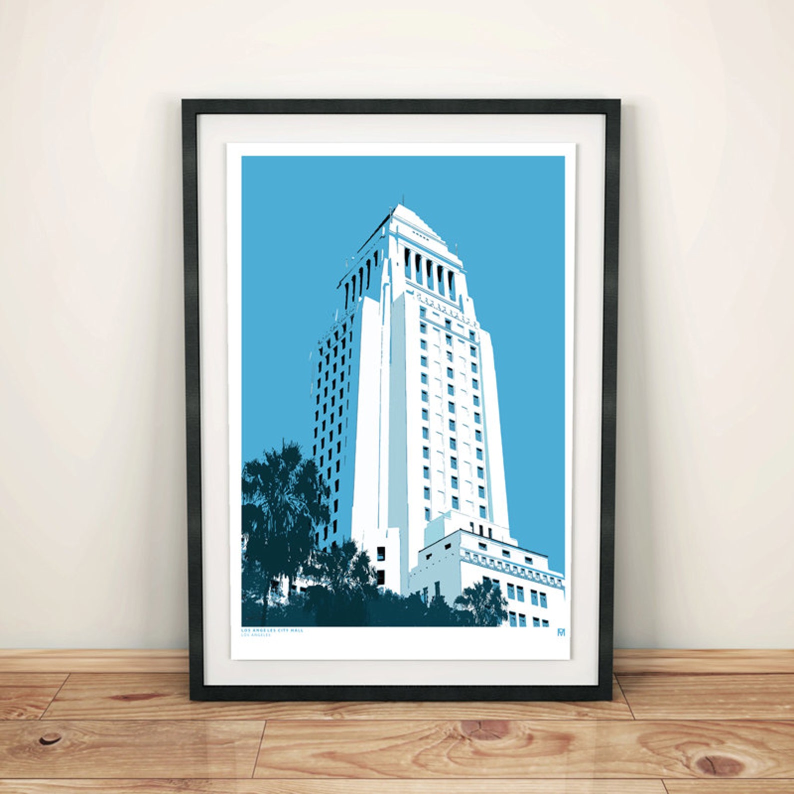 Los Angeles, LA City Hall, Architectural Print, Art Print, Poster ...