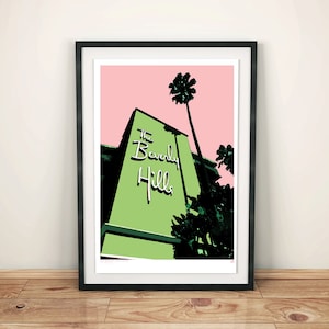Los Angeles, Beverly Hills Hotel, Architectural Print, Art print, Poster, Digital, Illustration,Wall Decor image 1