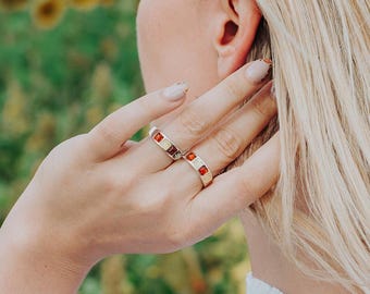 Three Colours Amber Ring Baltic Amber Ring Sterling Silver Ring Natural Stone Ring Gemstone Ring Dainty Ring Multicolour Spring Gift