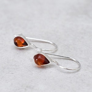 Teardrop Amber Earrings Baltic Amber Earrings for Woman Amber Dangle Earrings Amber Teardrop Earrings Silver Dangle Drop Earrings Amber