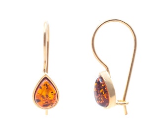 Vintage Amber Color Dangling Earrings 3.5\u201d Dangle