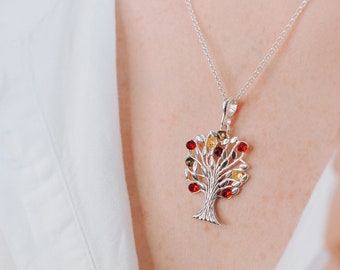 Collier pendentif arbre de vie généalogique, pendentif arbre de vie en ambre de la Baltique, collier arbre de vie en ambre bohème, pendentif Yggdrasil Etz Chaim