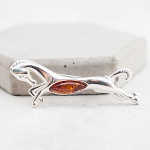 Broche cheval personnalisée en ambre, épingle en argent avec nom de cheval, cadeau pour amoureux des chevaux, bijoux équestres, cadeau commémoratif de cheval, cadeau pour amoureux des chevaux, cadeau de sympathie image 2