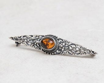 STERLING SILVER Ambre Baltique /& Argent #0004 Details about / Genuine BALTIC AMBER Brooch