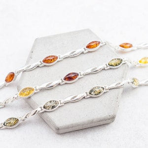 Bracelet Ambre Jaune Et Argent 925 – Neuf Avec étiquettes, Fabriqué En Allemagne, Unisexe