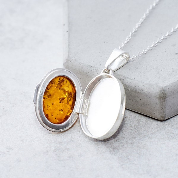 Baltic Amber Locket Pendant Necklace Sterling Silver Locket Pendant Amber Picture Locket Pendant Silver Photo Locket Pendant Necklace