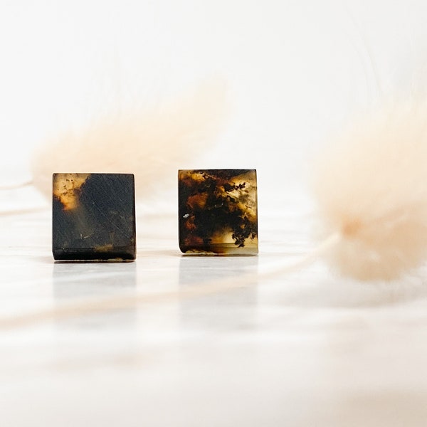 Raw Amber Stud Earrings Baltic Amber Minimalist Earrings Green Amber Earrings Unpolished Amber Post Earrings Amber Men Earrings Raw Gemstone