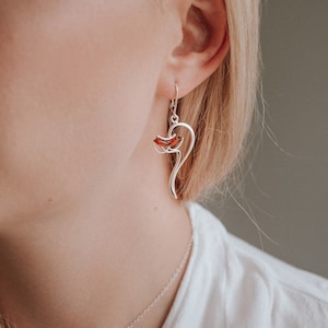 Boucles d'oreilles en ambre GRUMPY CAT, pendants de chat en argent sterling, pendentifs en pierres précieuses inspirés de la nature, idée cadeau amusante pour chat, bijoux d'oreille pour amoureux des animaux de compagnie