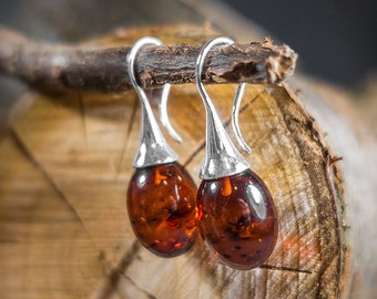 Baltic Amber Earrings Amber Dangle Earrings Amber Aesthetic Earrings Jewelry Sterling Silver Earrings Drop Earrings Amber Gift