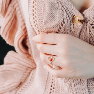 Minimalist Heart Ring in Baltic amber and sterling silver Amber Heart Ring Sterling Silver Ring Amber Silver Ring Dainty Amber Ring image 4