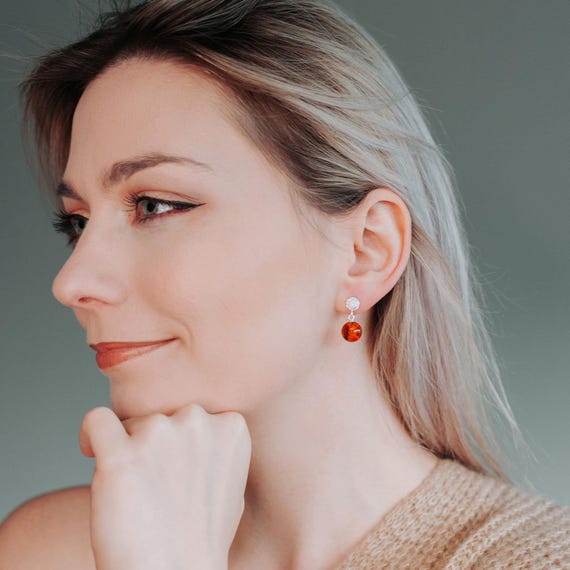 Amberta, orecchini a perno, in argento Sterling 925 con pietra di ambra baltica e Argento, colore: Multicolore, cod. S925 BC 5260 EAR 7M