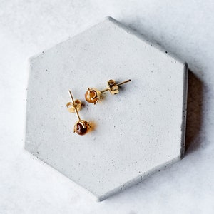 Dainty Baltic Amber Stud Earrings Natural Amber Studs Tiny Amber Earrings Gold Silver Stud Minimalist Earring Cognac Stud Earring Tiny Stone image 5