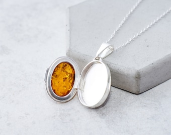 Baltic Amber Locket Necklace Sterling Silver Locket Necklace Picture Locket Necklace Locket Necklace with Photo Amber Photo Locket