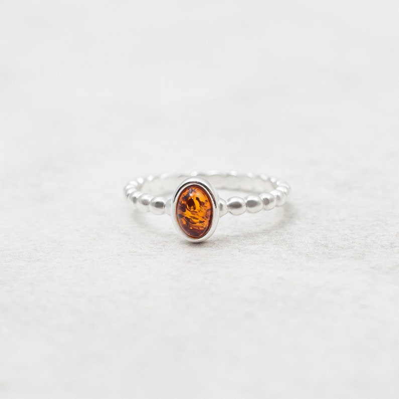 Minimal Amber Ring Dainty Baltic Amber Stacking Ring Sterling Silver Stacking Ring Natural Amber Engagement Ring Amber Stackable Ring
