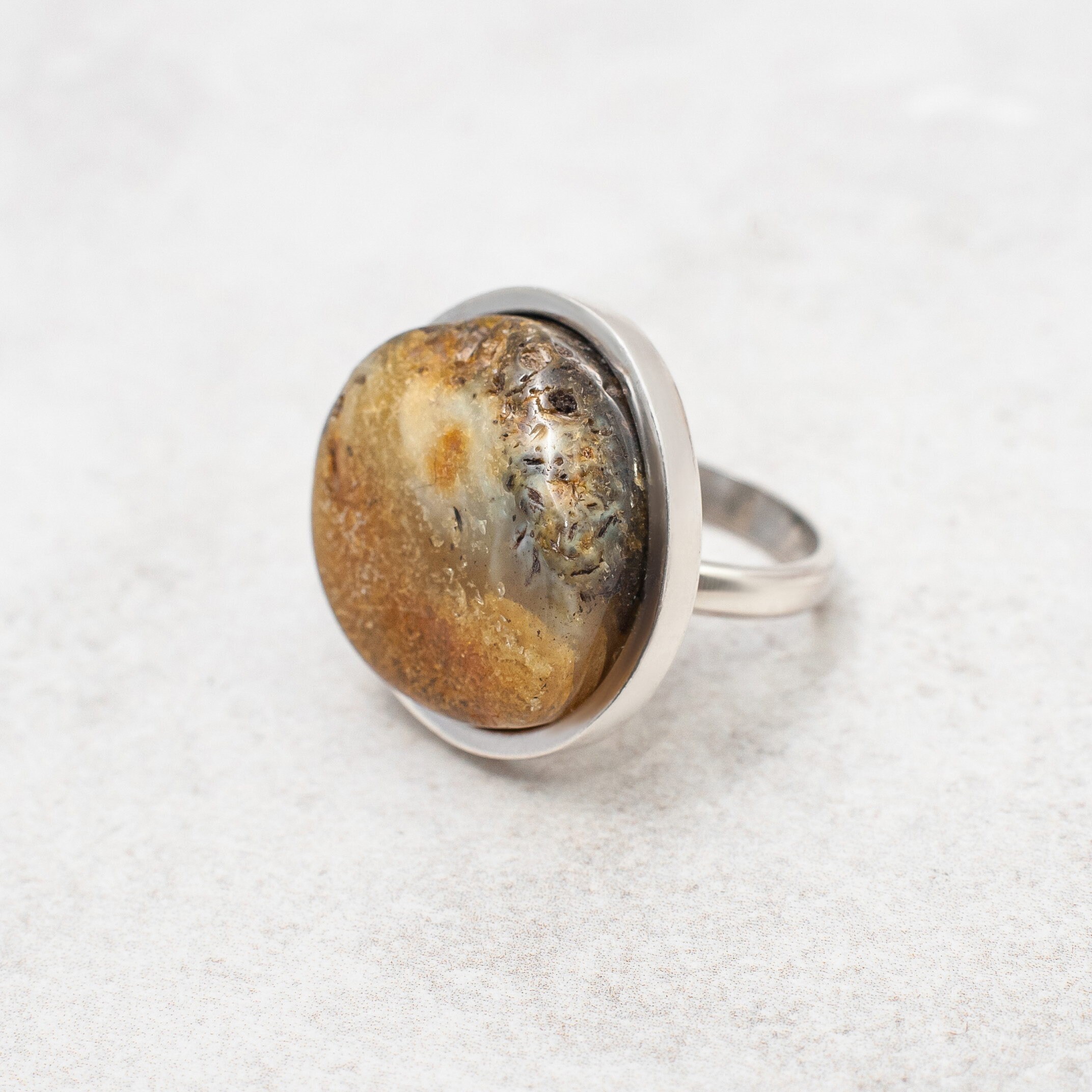 Natural Baltic Amber Ring Large Amber Ring Baltic Amber | Etsy