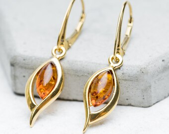 Delicate Amber Dangle Earrings Sterling Silver Earrings Amber Drop Earrings Gold Amber Dangle Earrings Baltic Amber Earrings Amber Jewellery
