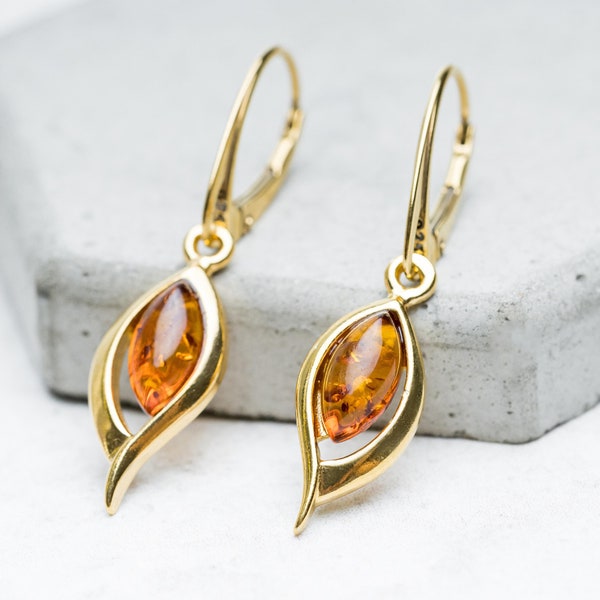 Delicate Amber Dangle Earrings Sterling Silver Earrings Amber Drop Earrings Gold Amber Dangle Earrings Baltic Amber Earrings Amber Jewellery