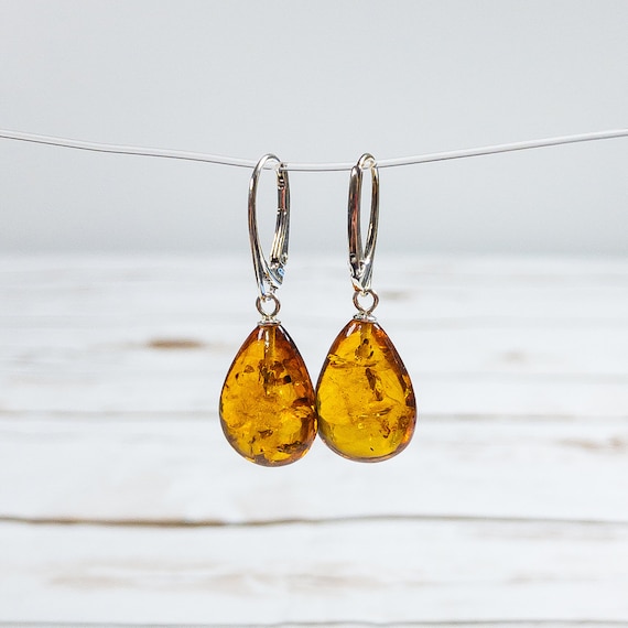 Baltic Amber Tear Drop Earrings Baltic Amber Tear Drop Earrings