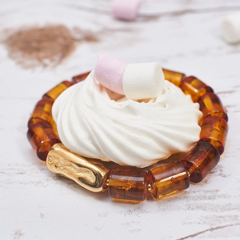 Baltic Amber Bracelet Genuine Amber Bracelet Sterling Silver Blacelet Man Bracelet Cognac Amber Handmade Jewelry Summer Gift