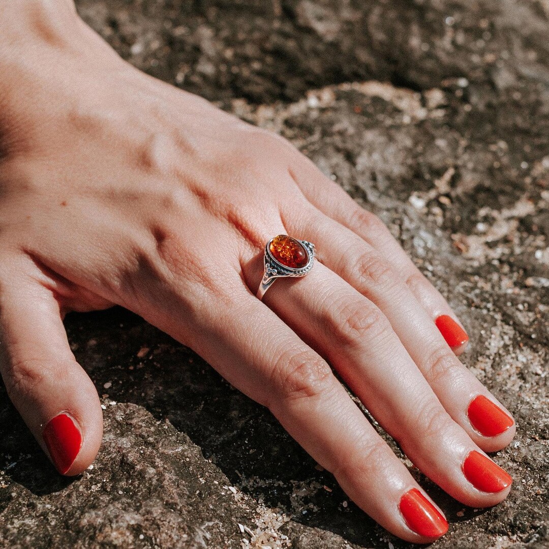 Classic Baltic Amber Ring Natural Amber Engagement Ring Classic Baltic Amber Ring Natural Amber Engagement Ring