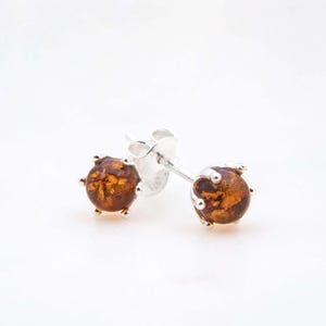 Baltic Amber Stud Earrings Everyday Silver Stud Earrings Minimalist Post Earrings Delicate Amber Earrings Tiny Cute Studs Spring Gift