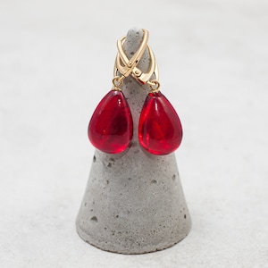 Teardrop Red Amber Earrings Ruby Baltic Amber Earrings for Woman Amber Silver Earrings Red Amber Drop Earrings Handmade Woman Spring Gift