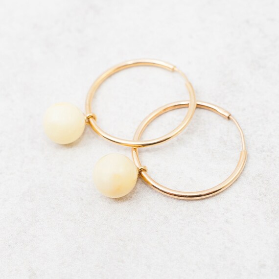 Baltic Amber Hoop Earrings Gold Hoop 