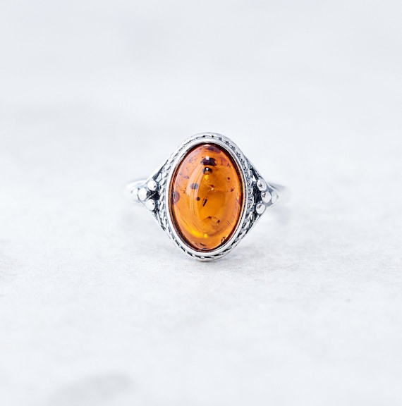 Classic Baltic Amber Ring Natural Amber Engagement Ring Sterling Silver Ring  Vintage Amber Ring Dainty Ring for Her Amber Gift - Etsy