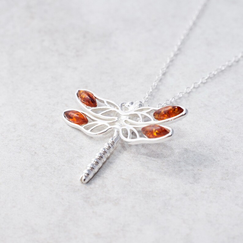 Amber Dragonfly Pendant Necklace Baltic Amber Dragonfly Pendant Sterling Silver Dragonfly Pendant Sterling Silver Pendant Dragonfly Pendant