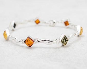 Elegant Amber Bracelet Baltic Amber Bracelet Sterling Silver Link Bracelet Amber Natural Amber Genuine Amber Beaded Bracelet Beads Bracelet