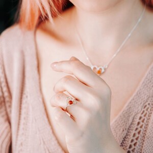 Minimalist Heart Ring in Baltic amber and sterling silver Amber Heart Ring Sterling Silver Ring Amber Silver Ring Dainty Amber Ring image 2