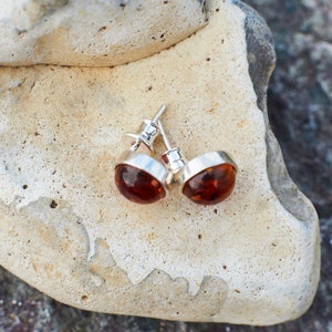 Handmade earrings for women Colourful stud earrings from natural Baltic amber
