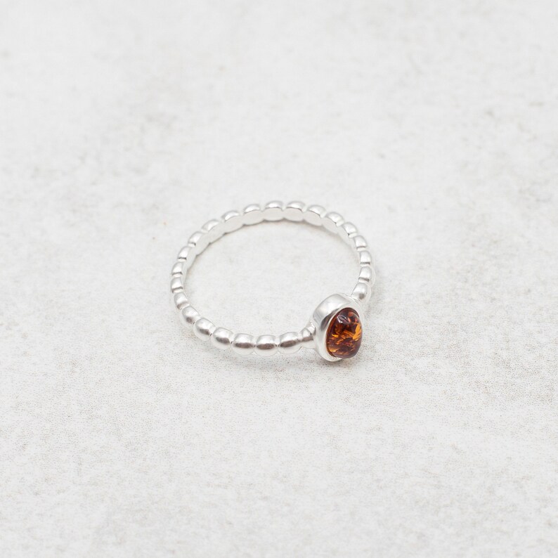 Minimal Amber Ring Dainty Baltic Amber Stacking Ring Sterling Silver Stacking Ring Natural Amber Engagement Ring Amber Stackable Ring