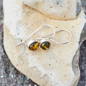 Natural Baltic Amber Earrings Green Yellow Amber Earrings Classic Handmade Earrings Baltic Amber Jewelry Jewellery Hooks Amber Gift image 3