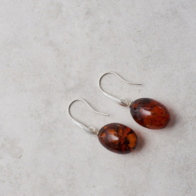Long Amber Earrings Amber and Silver Earrings Oval Amber Earrings Baltic Amber Earrings Amber Statement Earrings Earrings Amber Jewellery