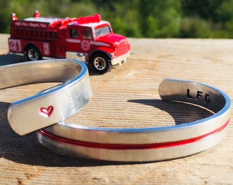 Thin red line bracelet 3/8" - firefighter bracelet - firefighter wife - volunteer firefighter - first responder