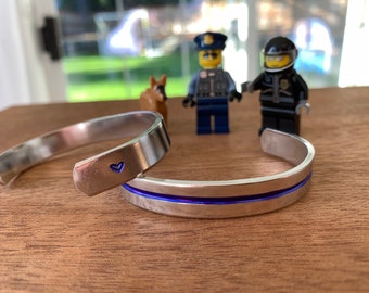 Custom police officer memorial bracelet thin blue line police law enforcement gift police wife gift bracelet law enforcement wife deputy