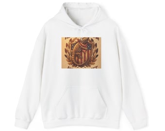 Moletom com capuz vintage com o brasão da águia americana | Design patriótico de escudo e louros