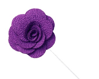 Purple Lapel Pin, Purple Flower Pin, Wedding, Mens Pin, Boutonniere, Purple Wedding Accessories, Groomsmen