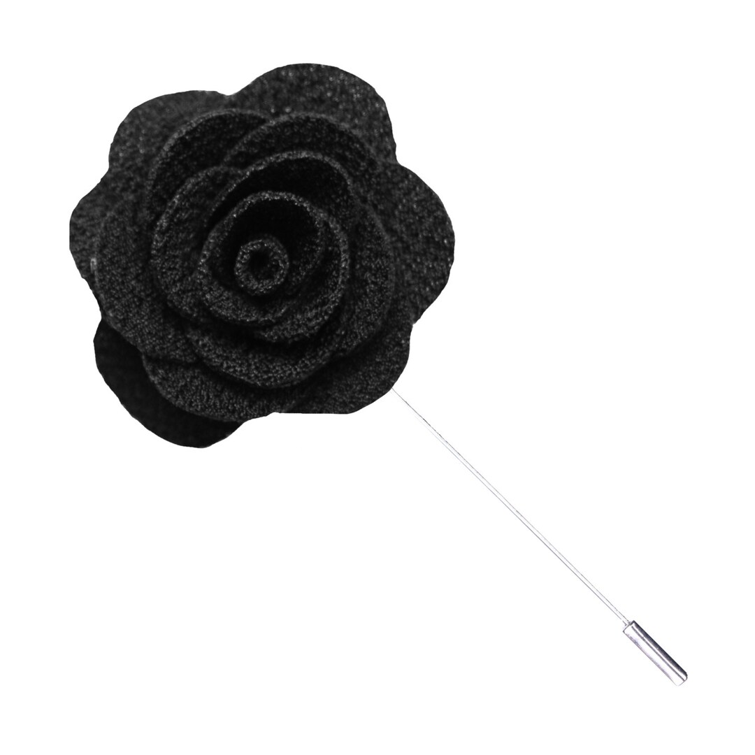 Black Lapel Pin Black Flower Pin Wedding Mens Pin Etsy