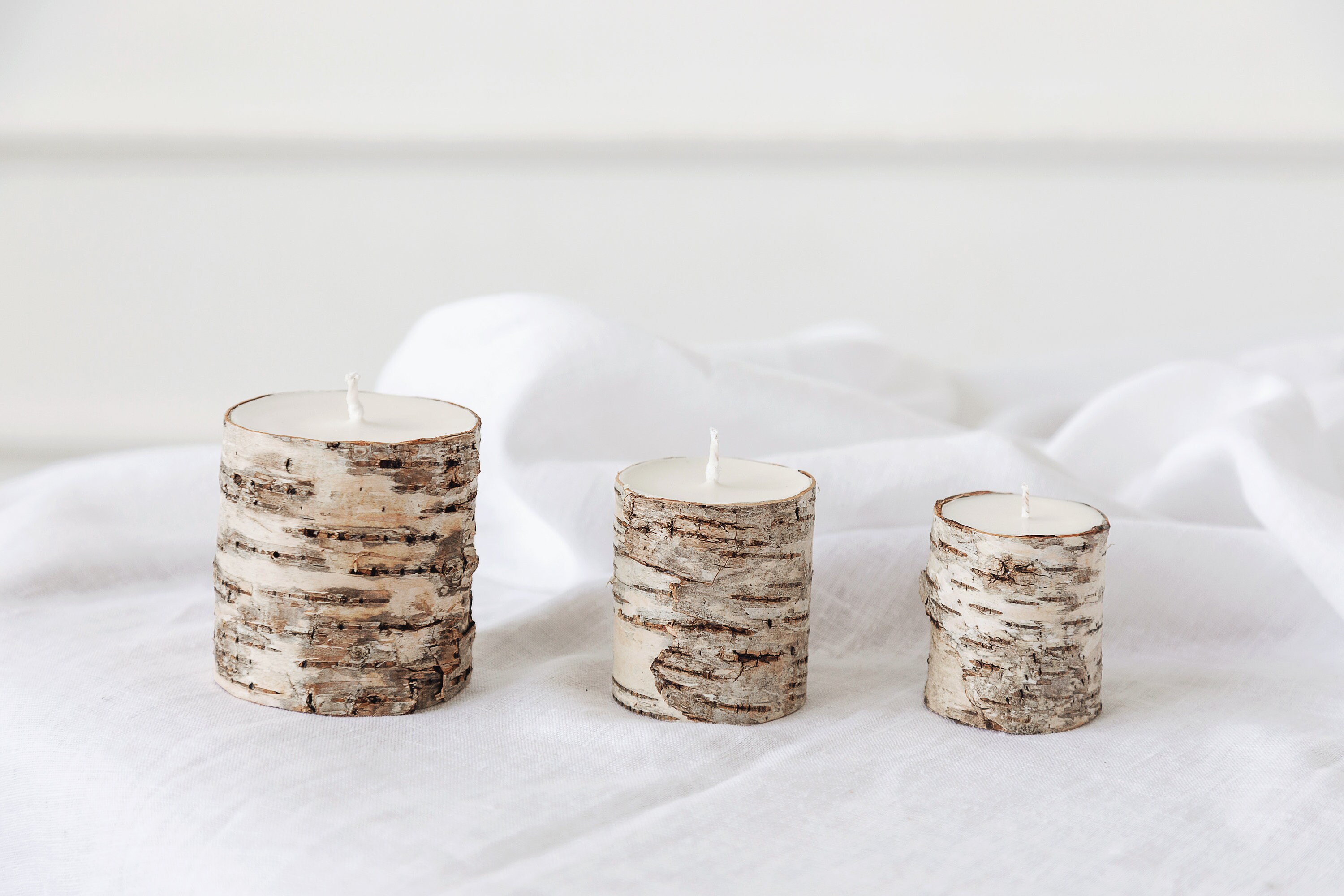 Birch candle for woodland decor made from natural soy wax Etsy