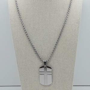 Inlaid Cross Pendant Stainless Steel Hypoallergenic