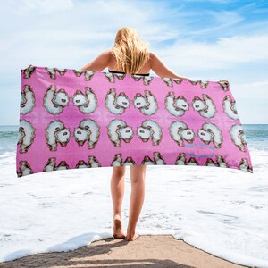 Hot Pink Oyster Patterned Beach Towel - Outer Banks - OBX - Surf Towel - Mermaid Towel - Bachelorette Gift - Beach Vacation - Barbie Pink