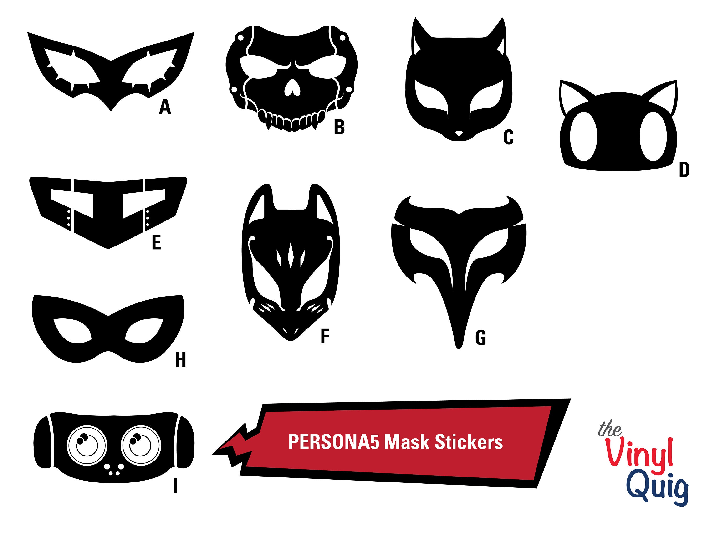 Persona 5 Phantom Thieves Masks Vinyl Stickers inspired by Persona 5 Phantom Thieves Masks Vinyl Stickers inspired by