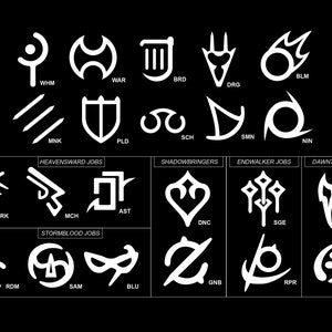 FFXIV Vinyl Stickers - Includes all expansion jobs through Dawntrail - Job Crystal Icons and Emblems - Inspired by Square Enix
